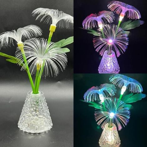 KLVGTIFS PU - Veilleuse LED à fibre optique colorée - Lampe méduse romantique aux couleurs changeantes - Décoration intérieure (1/5)