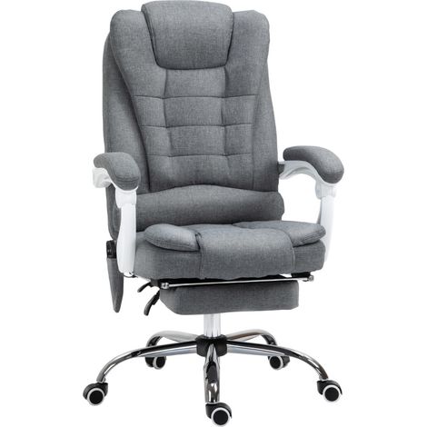 Silla de oficina reclinable con masaje y calefacción, gris, con reposapiés (1/5)