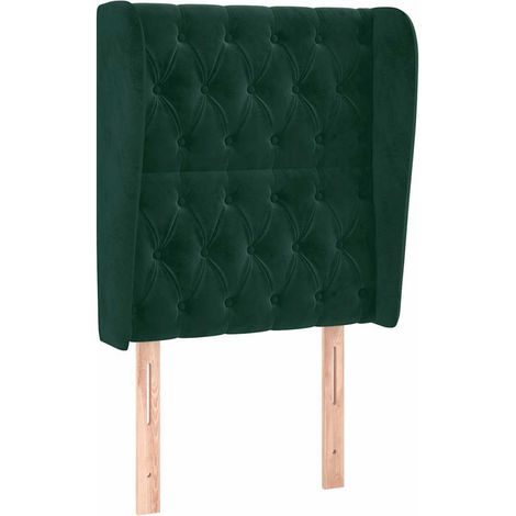 Samt Kopfteil -  Kopfteil mit Ohren Dunkelgrün 83x23x118/128 cm Samt (1/5)