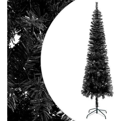 vidaXL Albero di Natale Sottile Nero 180 cm