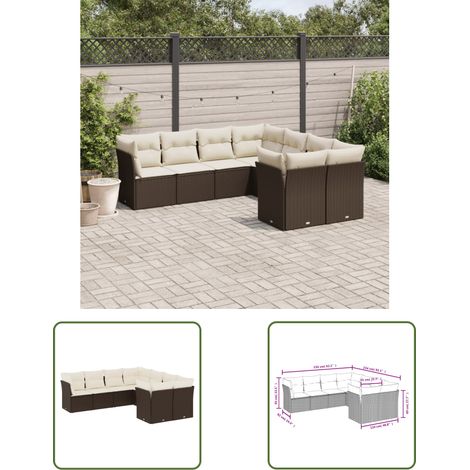 The Living Store 8-tlg. Garten-Sofagarnitur mit Kissen Braun Poly Rattan - Gartensofas - Outdoor Möbel - Lounge Set - Rattan Sofa - Gartenlounge
