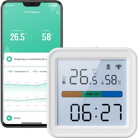Thermomètre hygromètre - WiFi, Tuya - Alexa - 1 pièce (1/5)