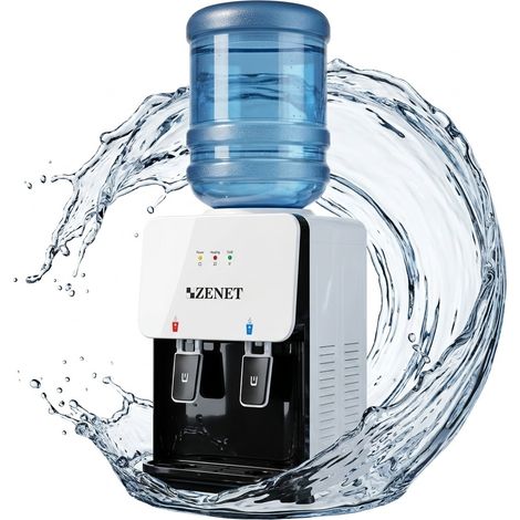 Elektrischer Heiß- und Kaltwasserspender ZENET® ZET-311 – Wasserspender für Zuhause & Büro, Tischgerät für 19-20L Gallonen, Warm- & Kaltwasserautomat (Weiß) (1/5)