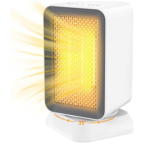 Pr Chauffage Soufflant, Chauffage electrique céramique 900W/1000W, 3 Modes, Oscillation à 35°,1-2-4H Minuterie, Protection multiple, Radiateur Soufflant Compact pour bureau, chambre, salon (1/5)