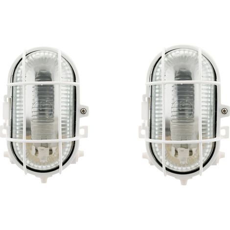 Lot de 2 hublots ovales 60W IP44 E27 Classe II - blanc - Zenitech (1/5)