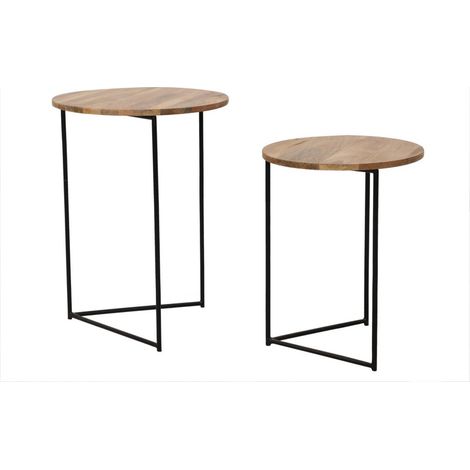 Ravi Large Stool - Mango Wood/Iron - L43 x W43 x H58 cm - Light Finish