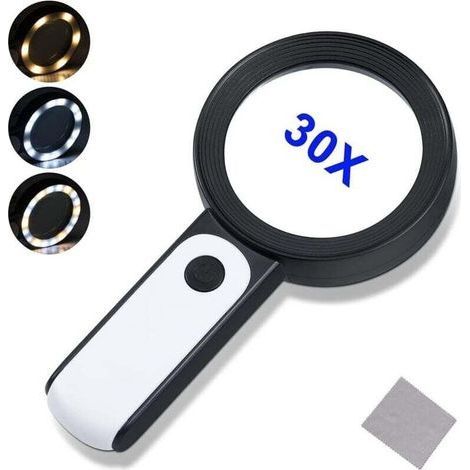 Aumento lento para letras con 18 luces LED, doble lento en cristal con aumento de 30x, aumento lento portátil, aumento lento iluminado para letras, anziani, ipovedenti, (1/4)