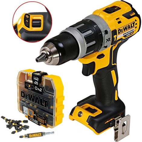 Dewalt DCD796N 18v XR Li-Ion Brushless Compact Combi Hammer Drill + 25PC Bit Set (1/5)