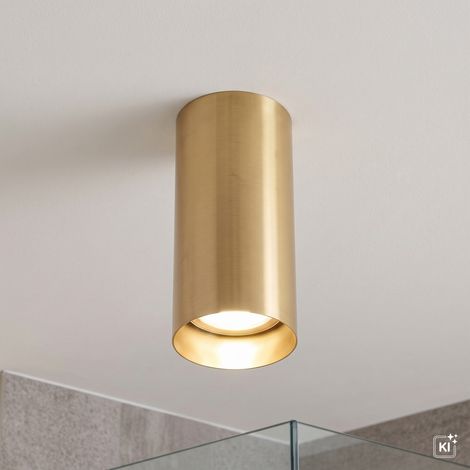 Deckenstrahler Messing massiv GU10 Ø 5.5 cm Aufputz Deckenlampe (1/5)