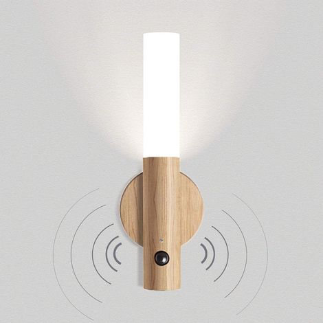Lampe LED ZOLGINAH, applique murale en bois, détecteur de mouvement, rechargeable par USB, veilleuse magnétique sans fil pour escaliers, éclairage blanc chaud (1/5)