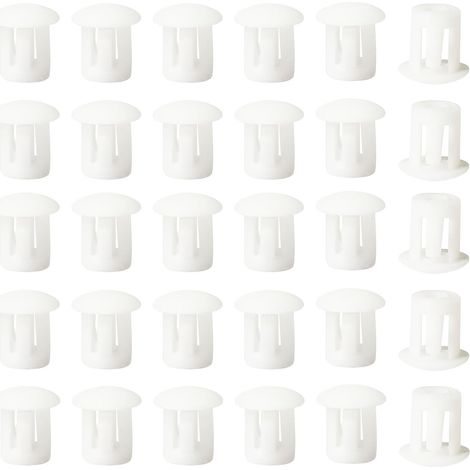 Insert-type nuts - Lockable round retaining nuts - Suitable for furniture fence post tubes - 5 mm, 30 pieces per pack - White
