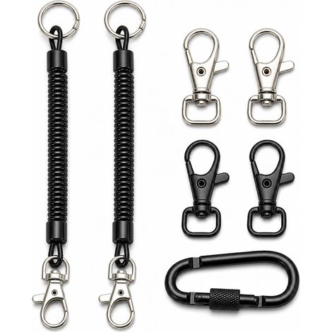 Cordon Téléphone 7 Pièces Antivol Extensible pour Ceinture Noir (1/5)