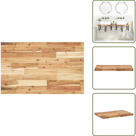 The Living Store Dessus de meuble de salle de bain finition à l'huile 120x50x4cm - Comptoir en bois d'acacia (1/5)