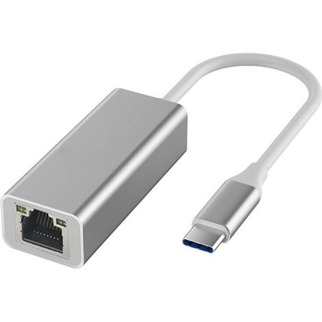 USB-C-auf-Ethernet-Adapter, USB-C-auf-RJ45-Konverter für verschiedene Laptop-Modelle, Silber