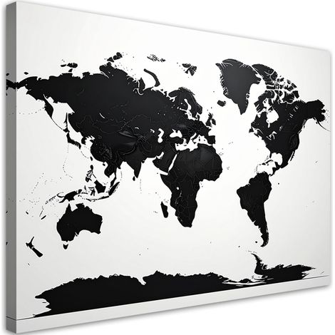 Cuadro sobre Lienzo Mapa del mundo en blanco y negro 30x20 (1/5)