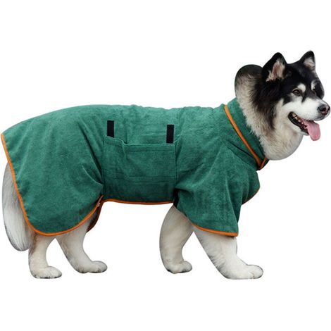 Peignoir grande taille pour chien (YP6), vert - Taille M (1/5)