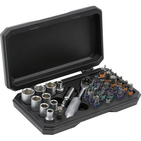 TOOLCRAFT TO-10351635 Boîte d'embouts avec mini cliquet embout (1/4)