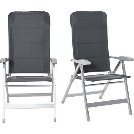 Lot de 2 chaises de jardin pliantes, fauteuil d'extérieur avec dossier haut inclinable multipositions et accoudoirs (1/5)