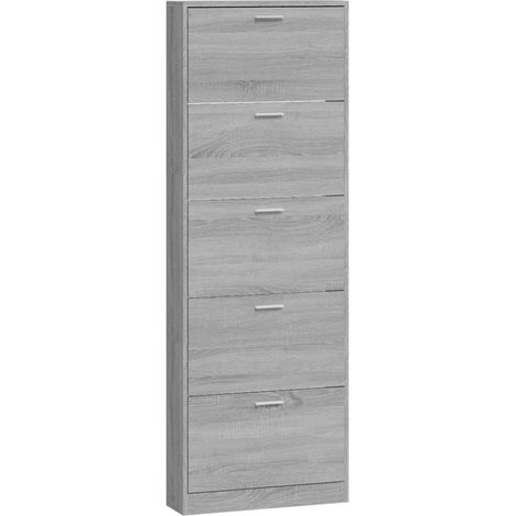Scarpiera mobiletto portascarpe mobile per ingresso/corridoio/soggiorno legno Sonoma 59 x 17 x 169 cm grigio 020022072