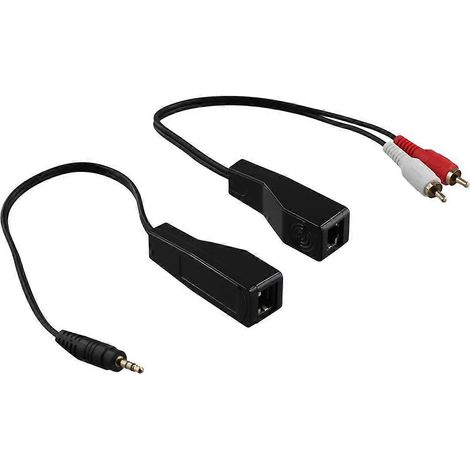 Balun de signal audio stéréo DC3,5 mm et rouge/blanc sur câble Cat5/6 RJ45 femelle vers câble audio DC3,5 mm et 2xRCA (1/4)