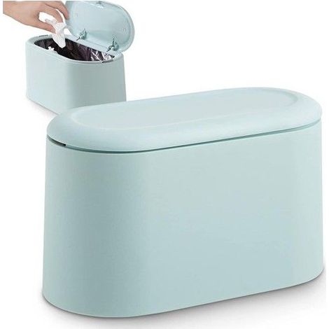 Poubelle de table avec couvercle escamotable, mini poubelle de table en plastique, corbeille à papier pour salle de bain, (1/5)