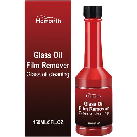 HOMONTH Nettoyant pour vitres à film gras : Formule douce, n’abîme pas les matériaux, élimine le film gras, les taches et les traces d’eau sur les vitres. 150 ml (1/5)
