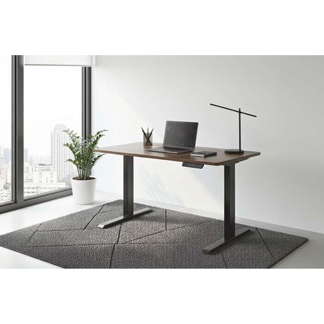 Mesa estudio STAND-120 elevable y motorizada acabado nogal/negro, 70/118cm(alto) 120cm(ancho) 60cm(fondo)