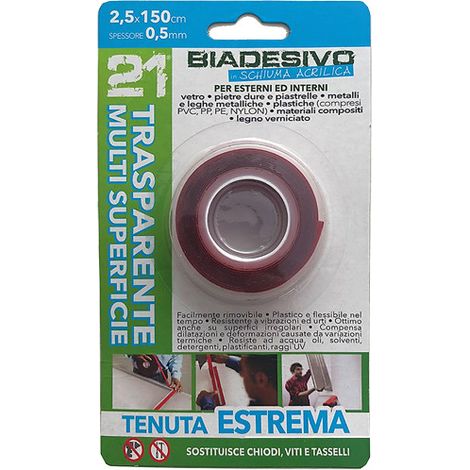 NASTRO BIADESIVO 21 DA MM.25 X 1500 SPESSORE 1,0 TRASPARENTE OFFERTA