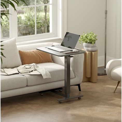 Bureau assis-debout mobile MEUBLIV noir 65 x 48 cm, hauteur réglable 73-110 cm (1/5)