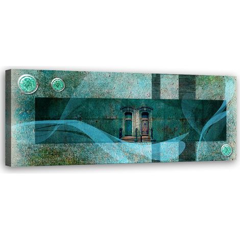 Tableau sur toile Abstraction turquoise 90x30 (1/5)