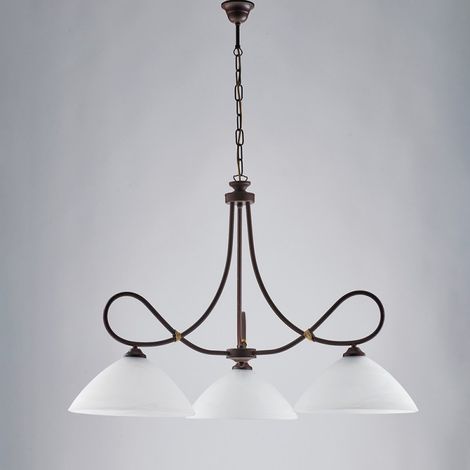 Lámpara de araña de arte pobre en hierro negro óxido tres luces 78x h65 cm