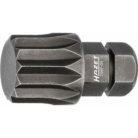 Embout-tournevis (bit) Hazet 2597-04, hexagone massif 8 (5/16 pouce), profil denture multiple intérieur XZN, M12