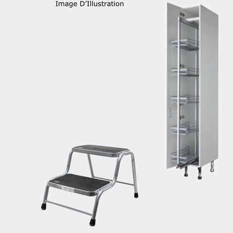 Marche-Pied, Petit Escabeau, 2 Marches, Acier, Capacité max : 150 Kg (1/4)