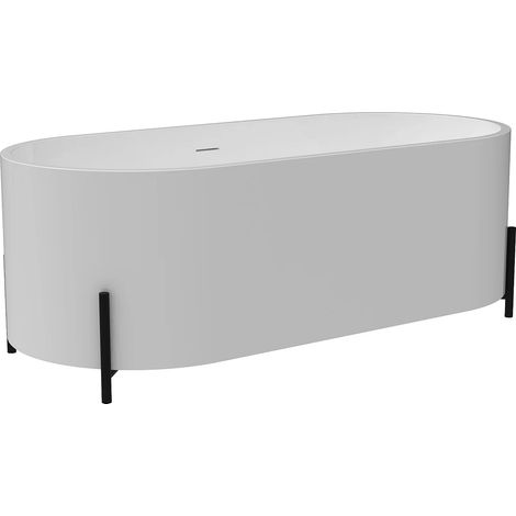 Baignoire îlot ovale blanche avec pieds noirs - 160 x 73,5 x 59 cm - ALONSA (1/5)