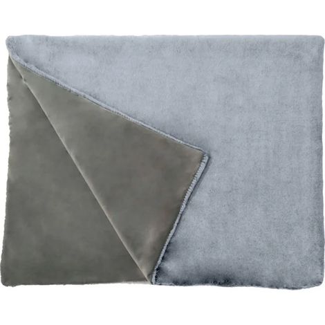 Plaid en fausse fourrure gris givré ultra doux 130x170 cm - LEVY (1/5)