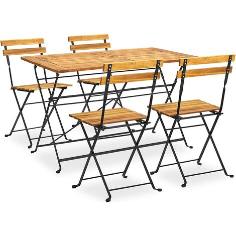 vidaXL Set de comedor de jardín plegable 5 pzas madera maciza acacia (1/5)