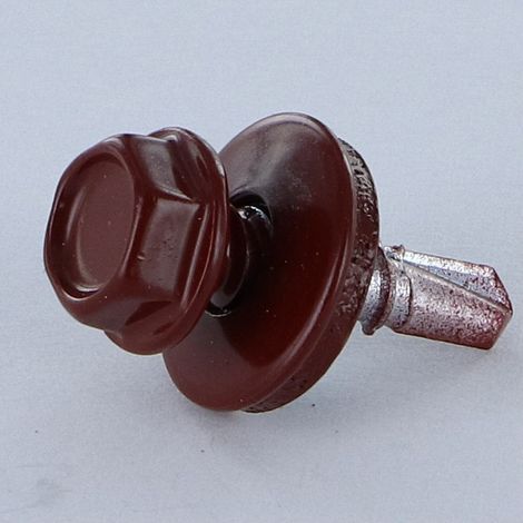 Vis autoperceuse Tête hexagonale TH 4.8X19 Rondelle d"étanchéite avec joint néoprene EPDM Acier zingué RAL8012-4000 pièces