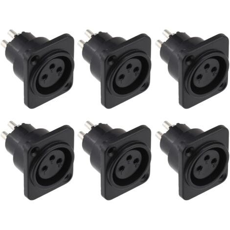 6 Pièces Prise XLR femelle, prise XLR à montage sur panneau à 3 broches, connecteur XLR femelle pour microphone, contacts en cuivre nickelé (1/5)
