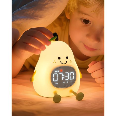 Poire Réveil éducatif pour Enfants avec veilleuse – Horloge « Ok to Wake », Double Alarme, lumières RGB, 6 Sons d’Alarme & Bruit Blanc, Rechargeable, pour garçons & Filles (1/5)