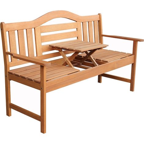 SenS-Line Gartenbank Nevada - aus Merantiholz - mit integriertem Klapptisch