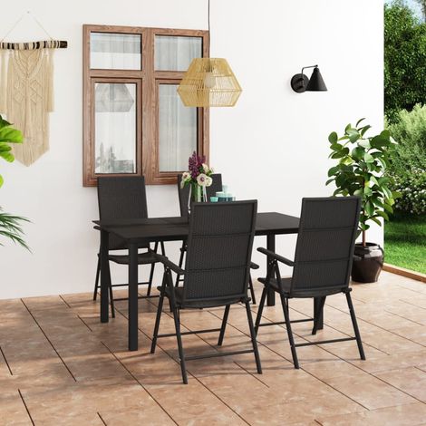 Lot de 5 Ensemble à manger de jardin,Mobilier de salle à manger Noir HH78724 (1/5)