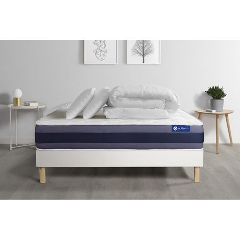 Ensemble matelas sommier Actilatex morpho 180 x 200 cm 2 oreillers et couette Latex et mémoire de forme - Couleur : Blanc (1/5)