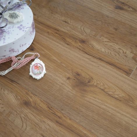 Décoweb – Lame de sol vinyle rigide – Clic 5G pour pose flottante – Parquet chêne moyen – Surface 1,76 m² – Résistance aux rayures (1/5)