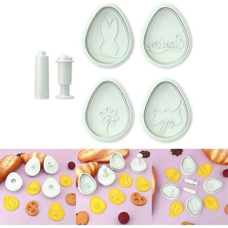 Emporte-pièces en plastique en forme d'œufs de Pâques pour la confection de biscuits de Pâques (1/4)