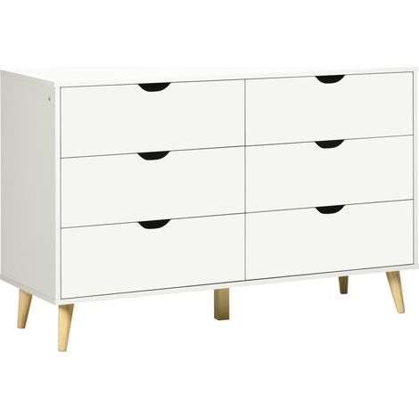 Cassettiera a 6 cassetti camera da letto 120 x 40 x 76 cm cassetti capienti piano design scandinavo essenziale in legno ingegnerizzato bianco 210001529