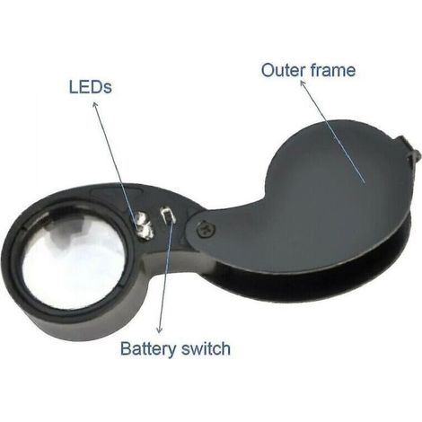 Loupe de bijoutier 40x avec éclairage LED intégré pour inspection précise des pierres et métaux précieux (1/5)