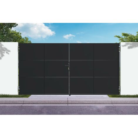 Portail acier noir mat 3,5m NALI H.180cm