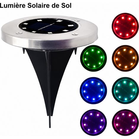 Spot solaire LED encastrable 8 LED lumière multicolore en acier inoxydable 8led réf 9469 200 g – Livraison gratuite