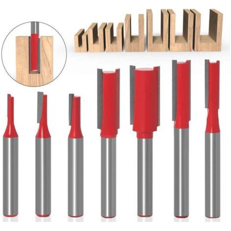 Fraise Droite Defonceuse,  7pcs Fraises à Défoncer Carbure De Tungstène Mèches De Routeur à Queue De 6 Mm Fraise De Fraisage Multifonction Outil De Travail Du Bois Pour Le Travail Du Bois