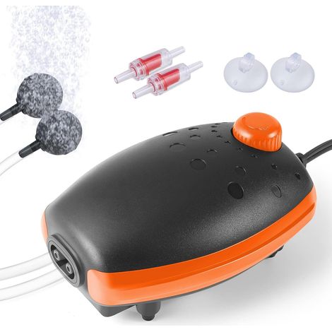 3W Aquarium Air Pump, 300L/H Adjustable Silent Bubble Aquarium Fish Turtle Tank Powerful Oxygen Pump 1-450L (1/5)